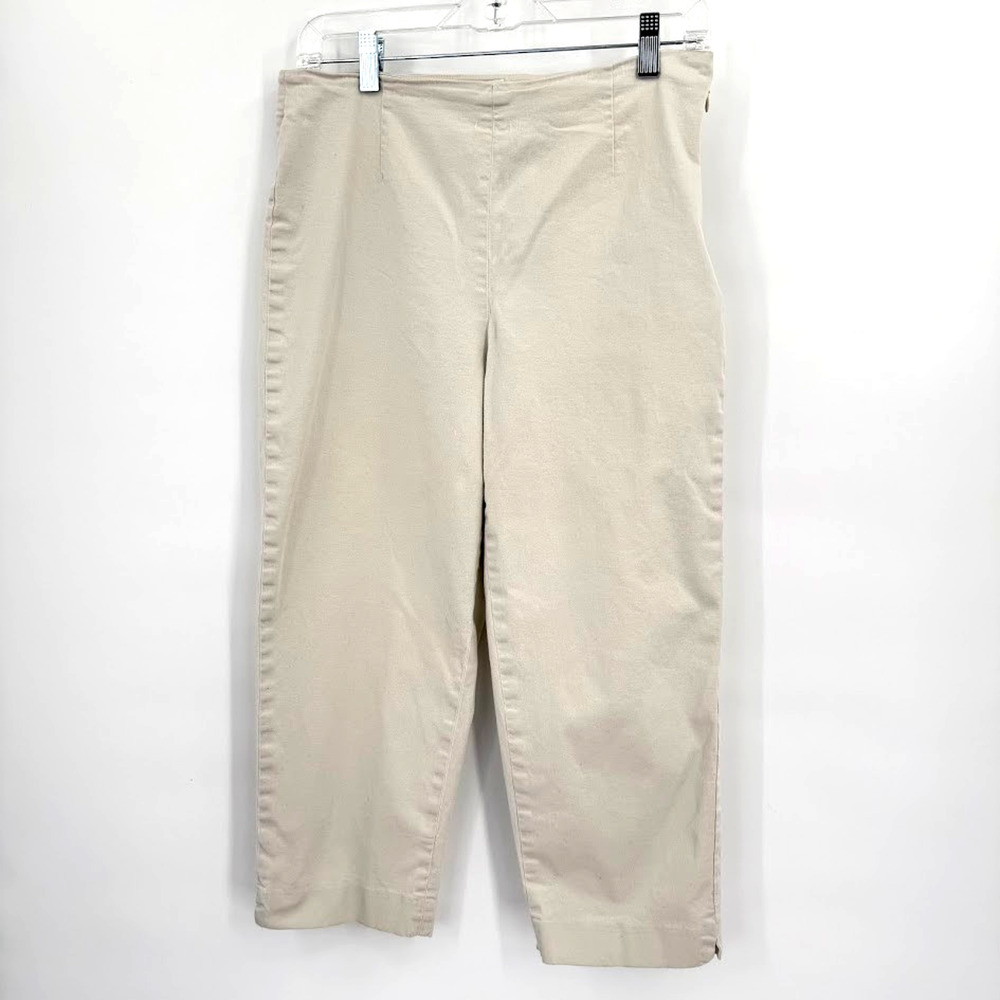 Talbots Stretch Capri Pants Womens Size 10 Beige Cropped Mid Rise Cotton Blend